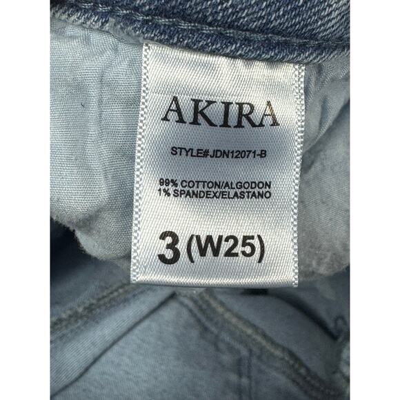 Akira Women's Wide Leg Moto Style Blue Denim Jeans - Size 3/W25 (26x30.5) - Picture 5 of 5